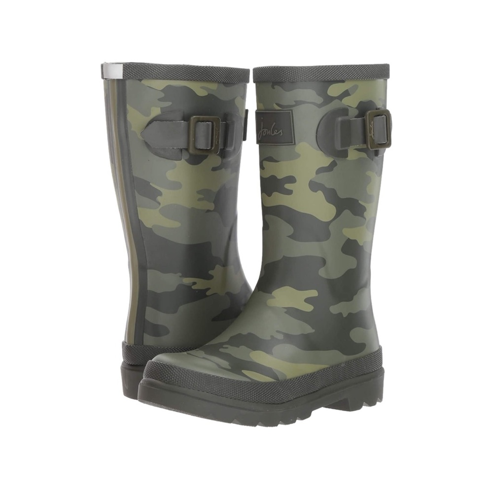 Joules Kids Boys Welly Rain Boot Khaki Camo 12
